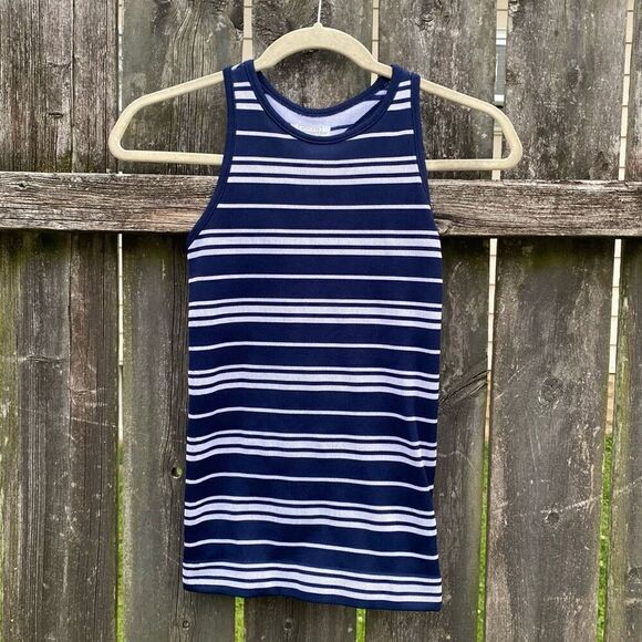 Athleta Tops - Athleta Navy Ribbed Striped Racerback Tank | XS